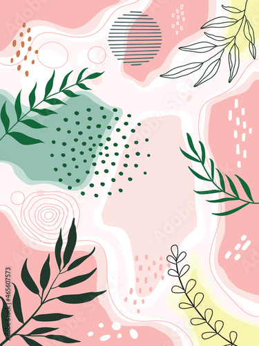 Design banner frame flower Spring background with beautiful. flower background for design. Colorful background with tropical plants. Place for your text. 
