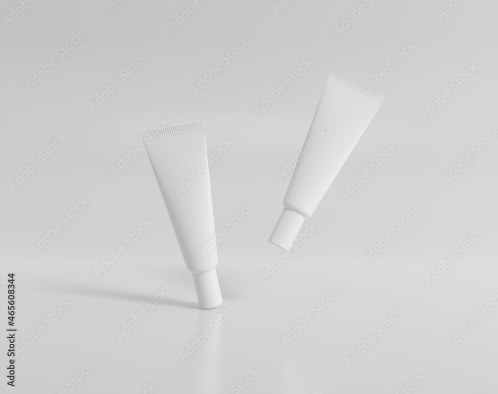 Blank white cosmetic tube, mock up tube packaging of cream Blank white cosmetic tube, mock up tube packaging of cream