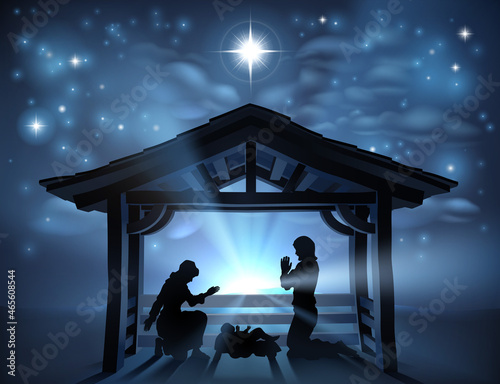 Christmas Nativity Scene Jesus Manger Silhouette