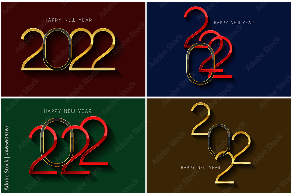happy new year 2022 red and golden gradient creative vector element