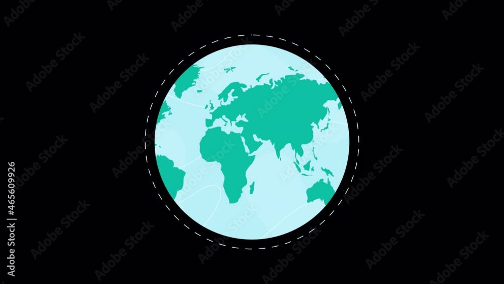 globe spinning animation with ALPHA channel. 2d flat cartoon style. abstract planet Earth's orbit. animated template for design and explainer video