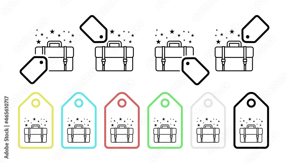 Bag briefcase vector icon in tag set illustration for ui and ux, website or mobile application