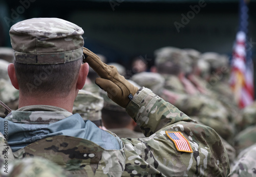 Veterans Day. US soldier salute. US army. Military of USA.  photo