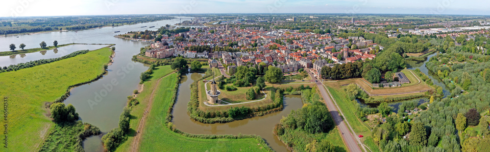 Panoramic aerial from the historical city Gorinchem in the Netherlands Panoramic aerial from the historical city Gorinchem in the Netherlands