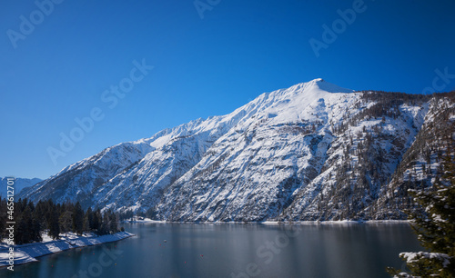 lake Achensee and Seebergspitze mountain, tirolean alps in winter