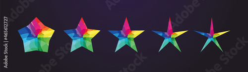 Stars logotype set. Isolated abstract graphic design template. Set of colorful decorations. Celebrating decorative congratulating advertising stained-glass style star shapes. Awards icons concept.