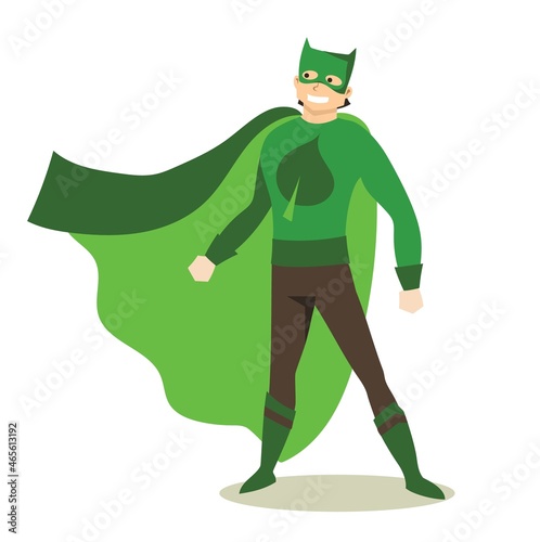 Vector illustration of female and male eco superheros in funny comics costume isolated on the white background