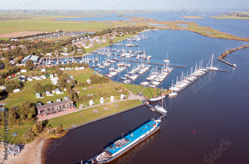 Aerial from sailing boats at the Fluessen lake in Friesland the Netherlands photo