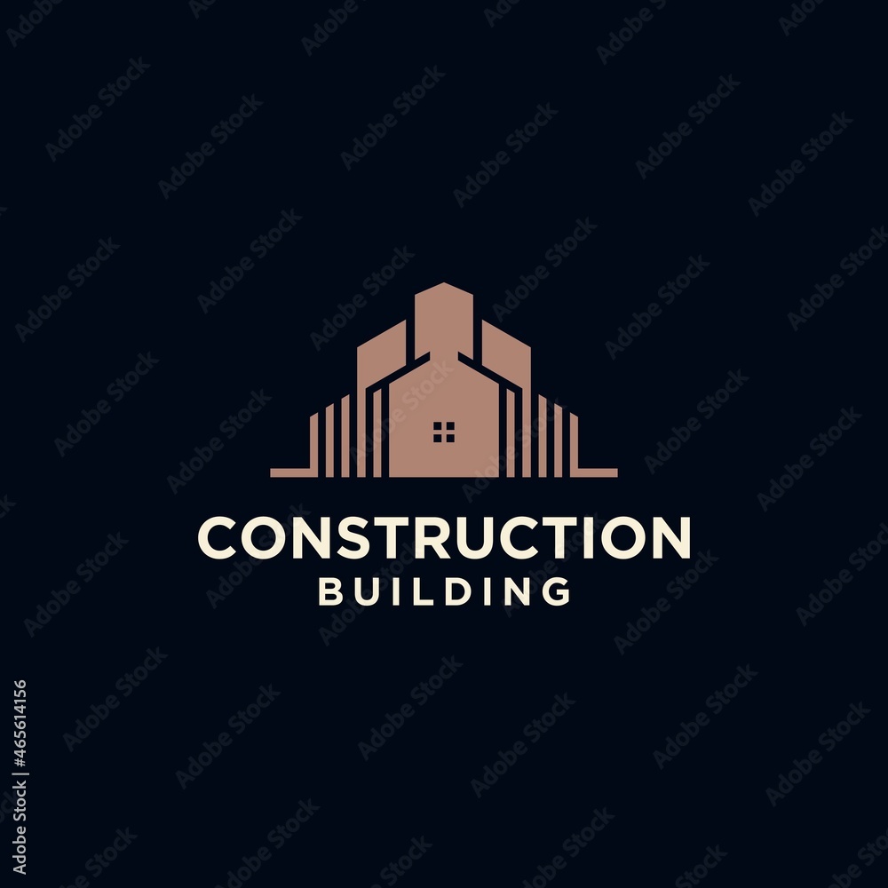 Building construction business logo in brown color. geometric line logo. real estate logo template vector icon design