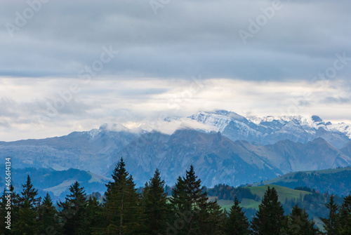 Beautiful view of mountain autumn landscape and cloudscape