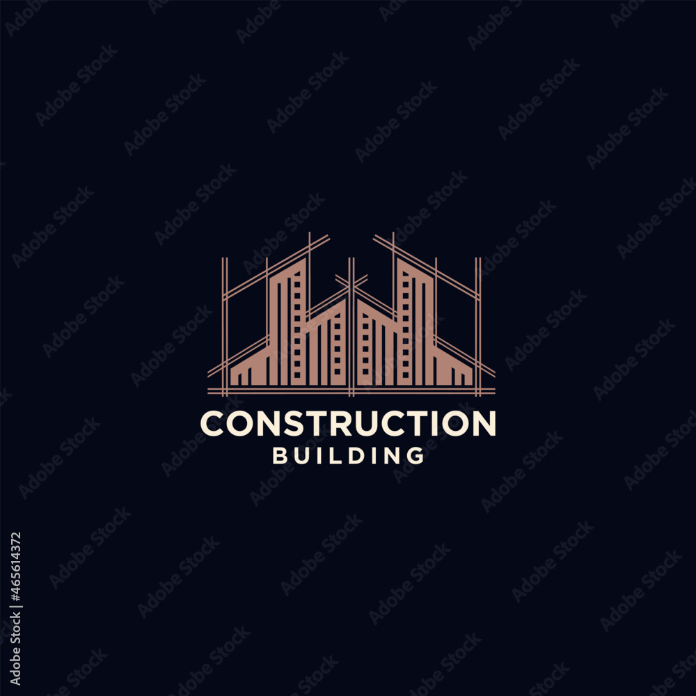 Fototapeta premium Building construction business logo in brown color. geometric line logo. real estate logo template vector icon design