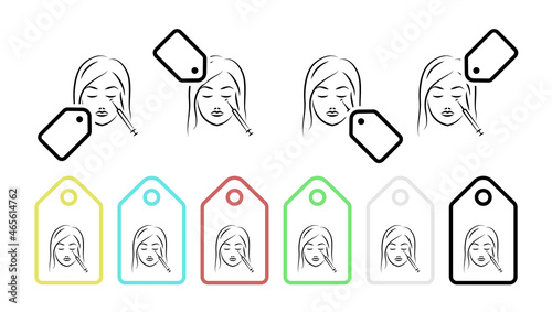 Cosmetology, eye, mimic hand drawn vector icon in tag set illustration for ui and ux, website or mobile application