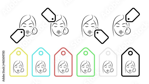 Skin, removal, face hand drawn vector icon in tag set illustration for ui and ux, website or mobile application