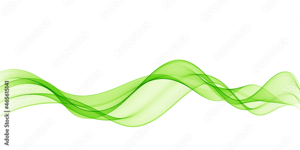 Green wave. Green abstract wave flow, vector abstract design element. - obrazy, fototapety, plakaty 
