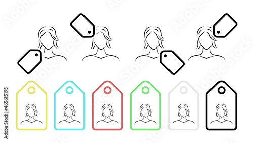 Beauty, cosmetology, care hand drawn vector icon in tag set illustration for ui and ux, website or mobile application