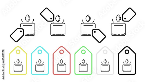 Candle vector icon in tag set illustration for ui and ux, website or mobile application