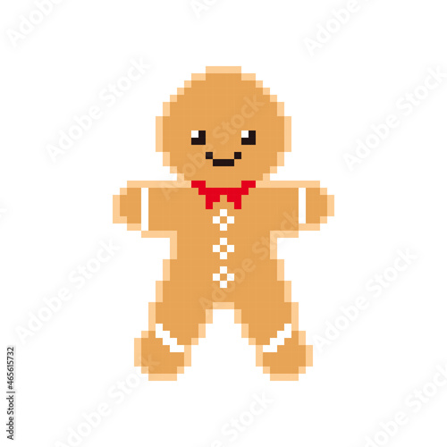 Cute gingerbread man pixel icon