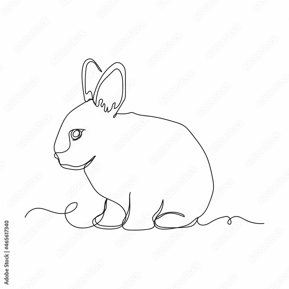 Vector continuous one single line drawing icon of rabbit easter in silhouette on a white background. Linear stylized. Vector continuous one single line drawing icon of rabbit easter in silhouette on a white background. Linear stylized.