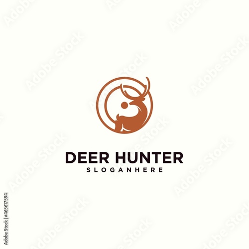 Deer hunting club logo design template vector silhouette of deer head deer hunting club  hunting club logo template