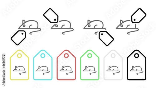 Animal testing, mouse, rat vector icon in tag set illustration for ui and ux, website or mobile application