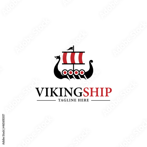 viking ship logo design vector. logo template