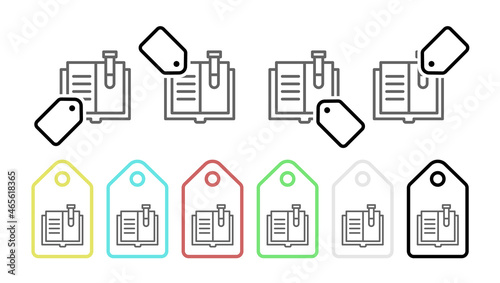 Book, flask vector icon in tag set illustration for ui and ux, website or mobile application