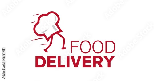 Animated video logo of food delivery, courier delivery