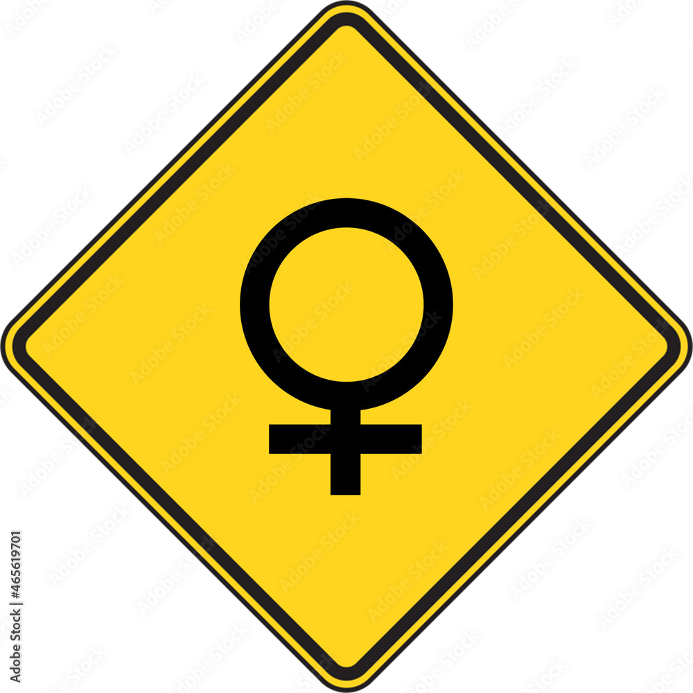 Panneau jaune attention signe féminin Panneau jaune attention signe féminin