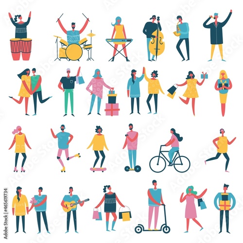 Set of vector illustrations of different activities people