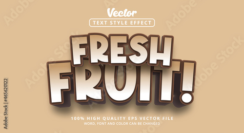 Editable text effect, Fresh Fruit text and brown color style