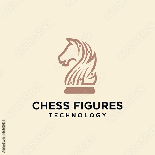 Chess king design, chess piece icon. board game, isolated on blue and white background, modern chess logo