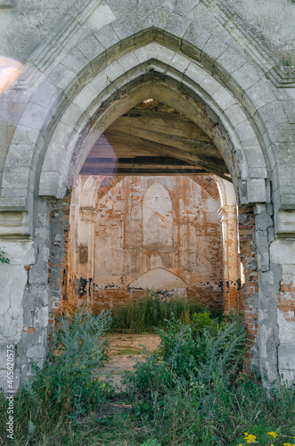 Entrance to the ruined brick arch of the ancient church
