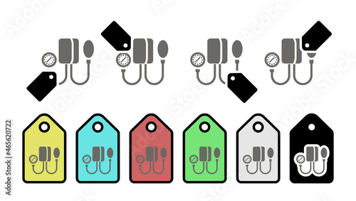 Blood pressure vector icon in tag set illustration for ui and ux, website or mobile application 