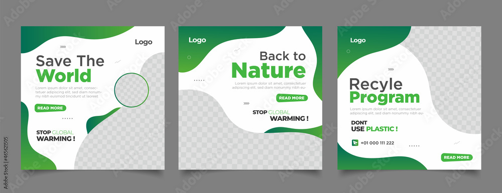 Social media post template with save the Earth - obrazy, fototapety, plakaty 