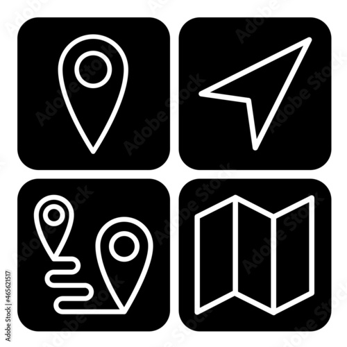 A set of 4 navigation icons. Rounded corners square icons