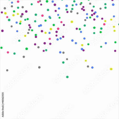 Dots on isolated backdrop. Random falling sequins with metallic shimmer. Vector illustration.
