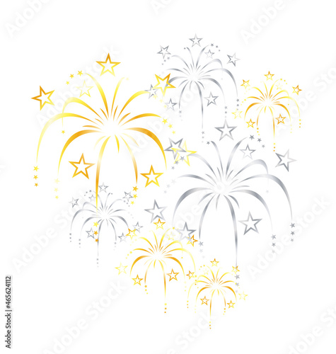 beautiful gold silver stylized fireworks