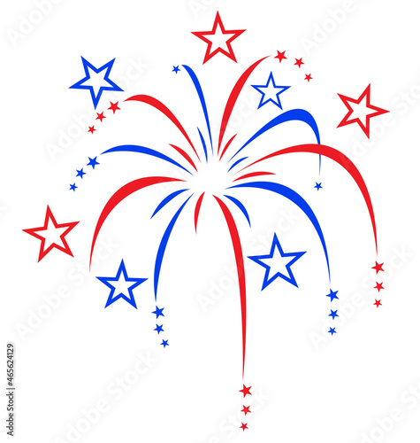 red white and blue stylized fireworks