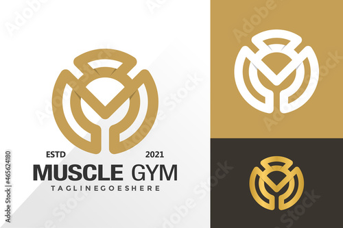 Letter m fitness gym logo and icon design vector concept for template