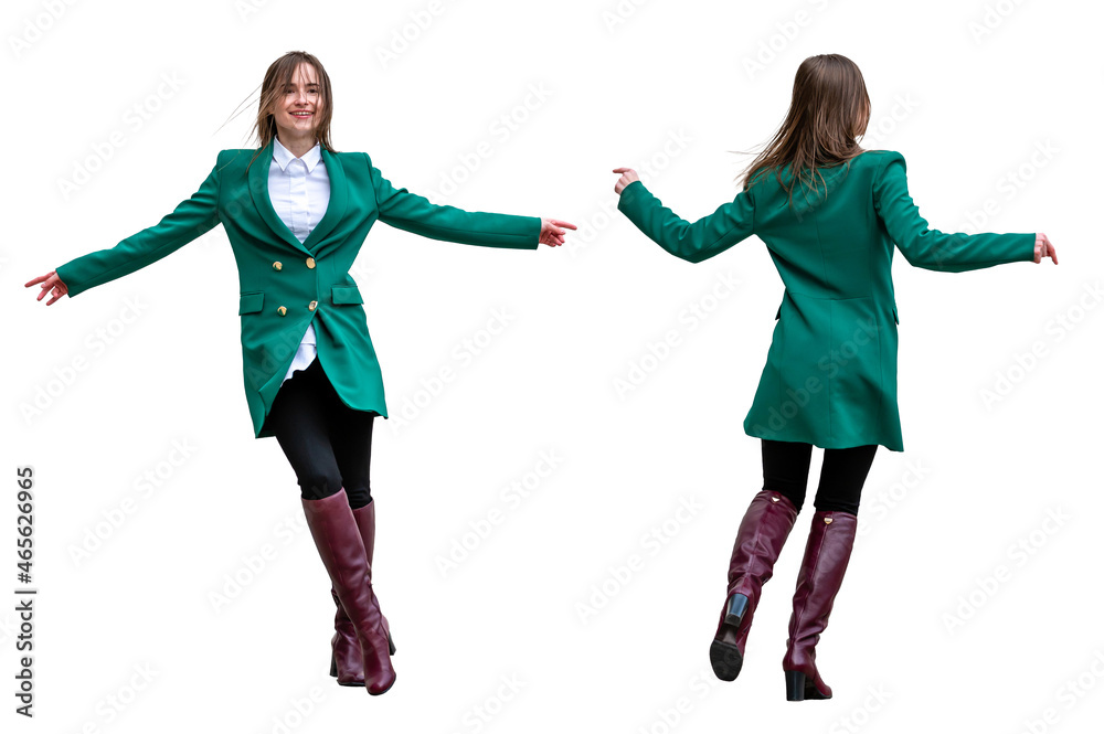 Fototapeta premium set of young atractive dancing women isolated over white background, full lenght, various poses
