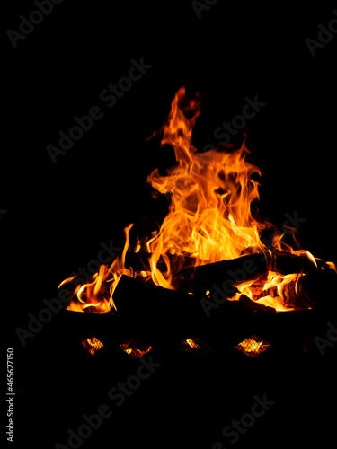 Fire in an outdoor firepit