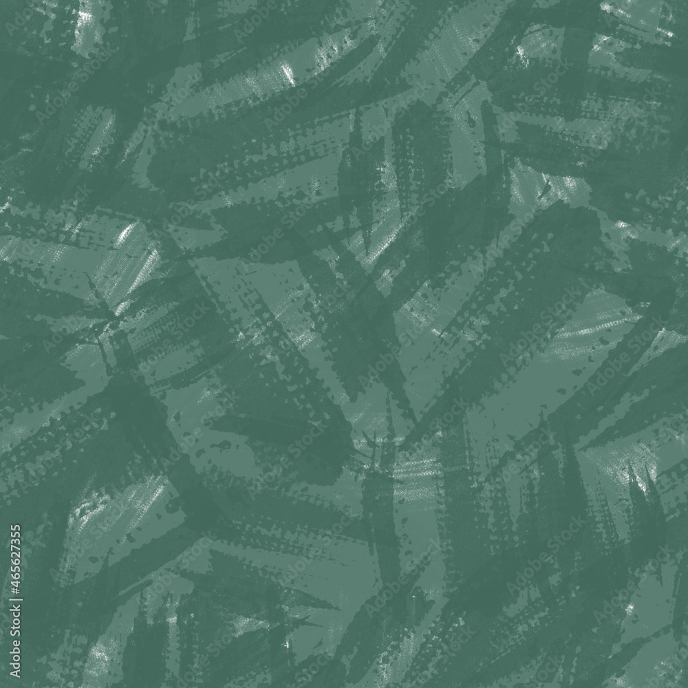 Seamless pattern, hand drawn illustration for textile, wallpaper, wrapping paper. green watercolor splashes mess