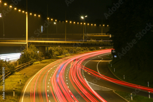 traffic on highway at night