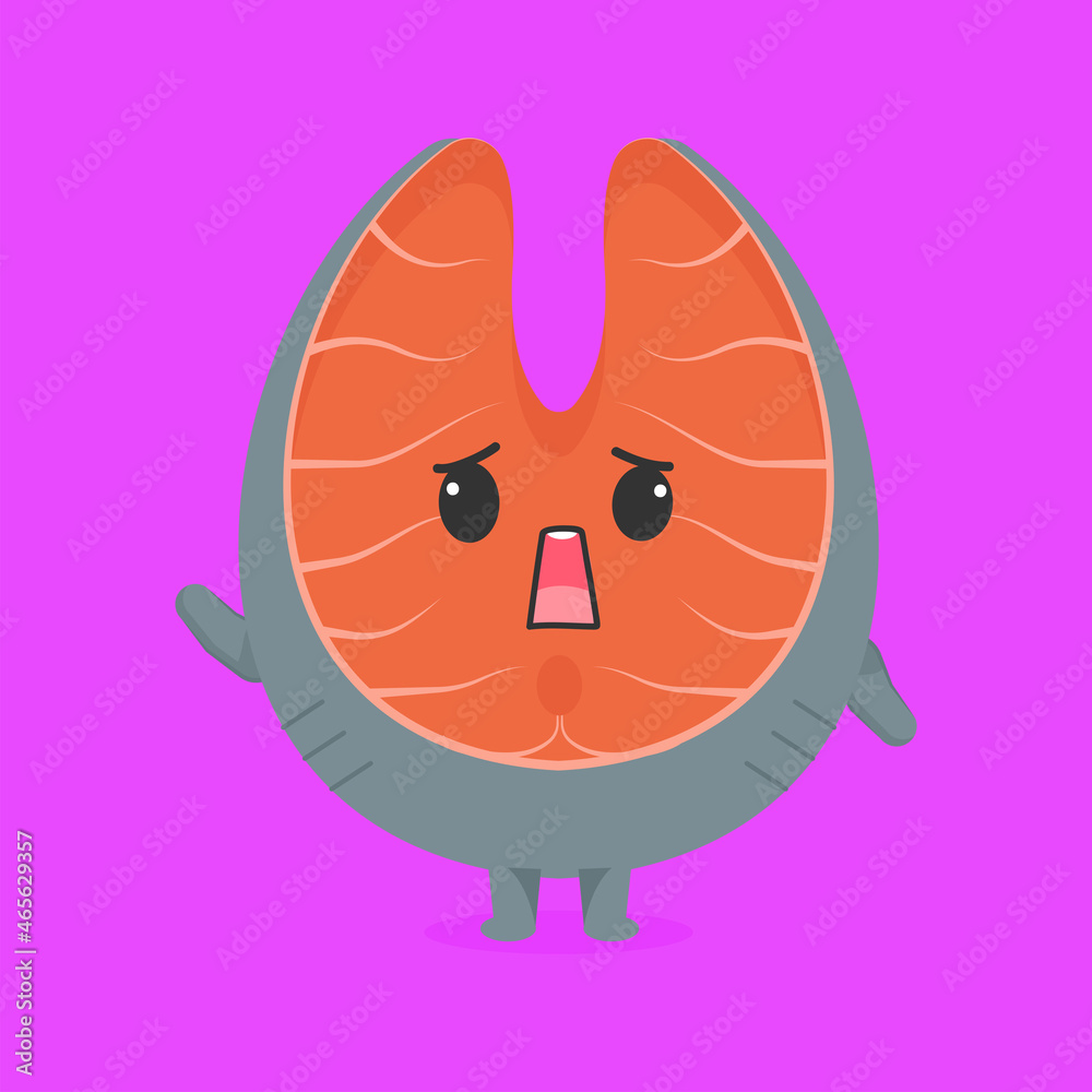 cute fish meat character vector