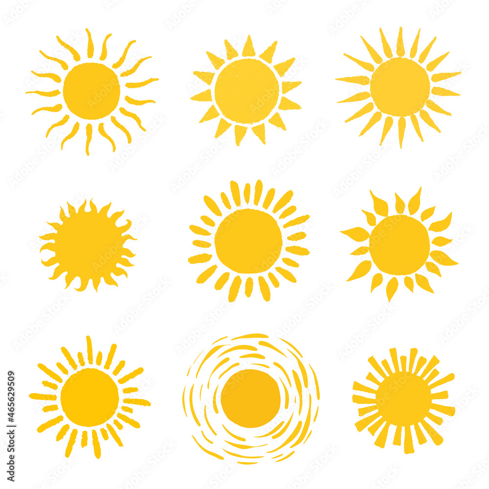 set of sun vector illustration on white background set of sun vector illustration on white background