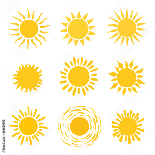 set of sun vector illustration on white background