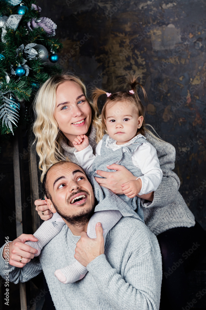 happy family on Christmas background happy family on Christmas background
