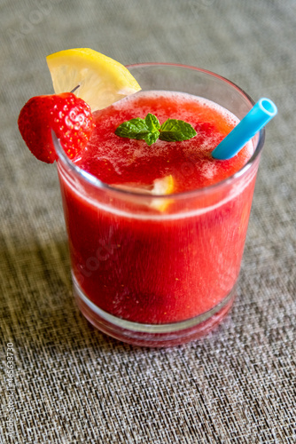 Glass of fresh strawberry smoothie
