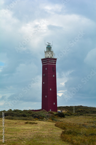 Westhoofd lighthouse in Ouddorp in the Netherlands, in a landscape