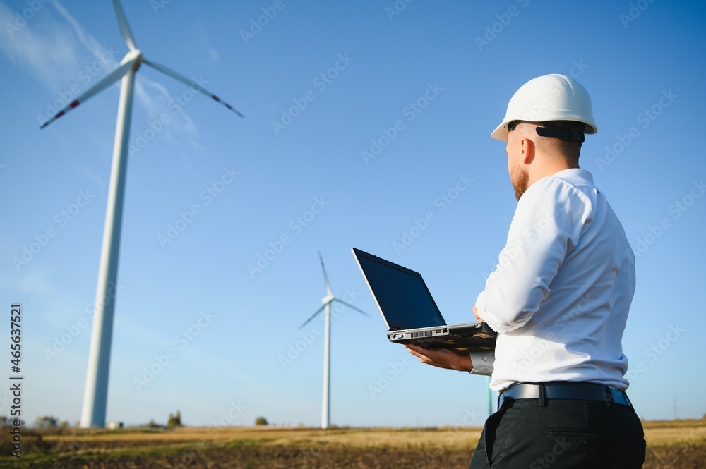 Power engineer are working with wind turbines. Power engineer are working with wind turbines.